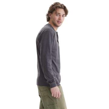 Hanes Men's Beefy Long Sleeve Three-Button Henley