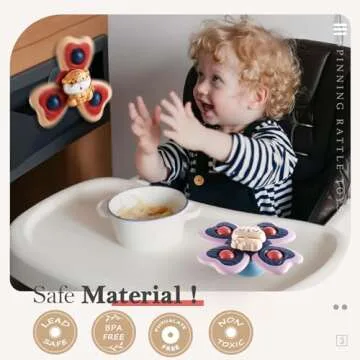 ALASOU 3PCS Suction Cup Spinner Toys for 1 Year Old Boy Girl|Spinning Top Baby Toys 12 18 Months|1 2 Year Old Boy Birthday Gift|Baby Bath Toys for Kids Ages 1-3|Sensory Toys for Toddlers 1-3
