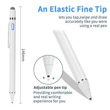 Evach Active Stylus Digital Pen with 1.5mm Tip for iPad and Touchscreens