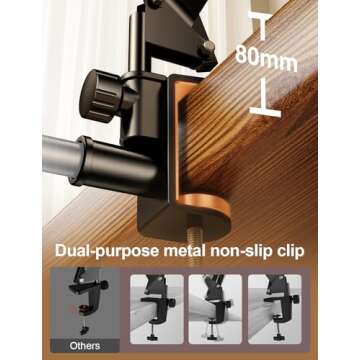 Overhead Phone Mount for Recording,Clip-on Overhead Phone Holder[Anti-Shaking] with 10.5" Ring Light,Content Creator Essentials Overhead Tripod for iPhone for Video Recording