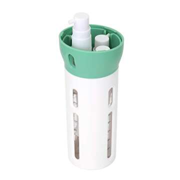 Travigo 4-in-1 Travel Dispenser Bottle, TSA Approved,Includes Four Empty Reusable 1.4 oz. (40 mL) Cosmetic Toiletry Containers for Sanitizer, Soap, Lotions, Skincare, Makeup Products (Green)