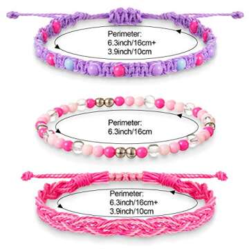 WILLBOND VSCO Bracelets 24 Pieces Braided Stretch Friendship Bracelets Stackable Bead Woven String Bracelets Adjustable Wave Rope Bracelets Friendship Jewelry for VSCO Women(Fresh Style)