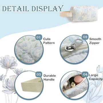 LYDZTION Cute Quilted Makeup Bag for Travel Essentials