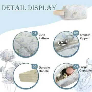 LYDZTION Cute Quilted Makeup Bag for Travel Essentials