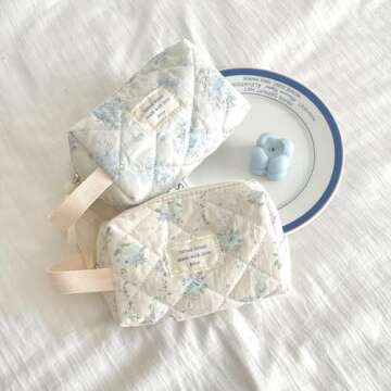 LYDZTION Cute Quilted Makeup Bag for Travel Essentials