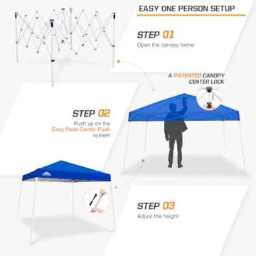 EAGLE PEAK 10x10 Slant Leg Pop-up Canopy Tent Easy One Person Setup Instant Outdoor Beach Canopy Fol...