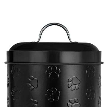 Amici Pet Puppy Paws Black Metal Food Canister, Medium, 104oz