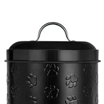 Amici Pet Puppy Paws Black Metal Food Canister, Medium, 104oz