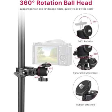 Camera Clamp Mount Accessories for Action Camera - ULANZI R099 Super Clamp Ball Head Mount 1.5kg/3.3lb Loading Metal Bike Motorcycle Handlebar Attachments