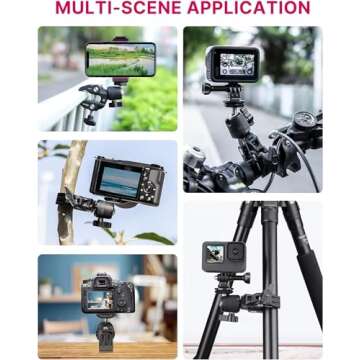 Camera Clamp Mount Accessories for Action Camera - ULANZI R099 Super Clamp Ball Head Mount 1.5kg/3.3lb Loading Metal Bike Motorcycle Handlebar Attachments