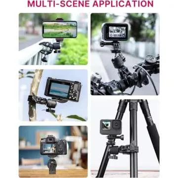 Camera Clamp Mount Accessories for Action Camera - ULANZI R099 Super Clamp Ball Head Mount 1.5kg/3.3lb Loading Metal Bike Motorcycle Handlebar Attachments