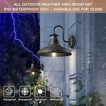 Set of 2 Gooseneck Outdoor Wall Lights Fixtures,Dusk to Dawn Motion Sensor Farmhouse Wall Sconce Barn Lamp for Patio,Adjustable Exterior Porch Light Wall Mount Lighting Black with Rotary Dial Control