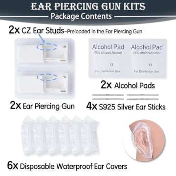Anzero Ear Piercing Kit - 2 Pcs Disposable Gun with Preloaded Ear Studs