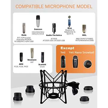 Boseen Microphone Shock Mount Mic Holder - Anti Vibration Spider Shockmount Compatible with Many Condenser Mics Like AT2020 MXL 770 MXL 990 Samson G Track Pro Rode Procaster NT1-A Neumann U87 etc.