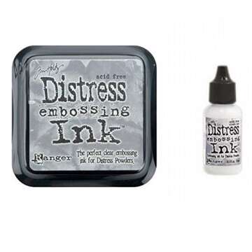 Tim Holtz Ranger Distress Embossing Ink Stamp Pad & Re-Inker Refill Clear Ink