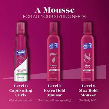 Suave Max Hold 8 - Volumizing Mousse for Fine, Wavy & Curly Hair, Moisturizing & Nourishing Volume Foam, 9 Oz (Pack of 2)