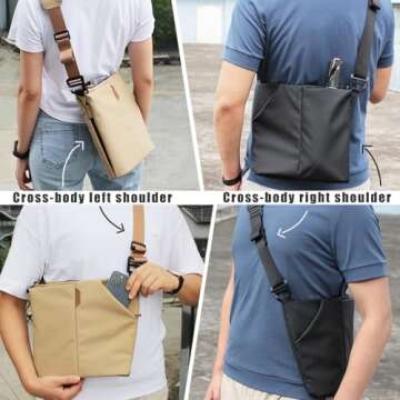 Vesty3.0 iPad tablet crossbody sling bag can transform into 16 inch laptop shoulder bag messenger bag water-repellent anti-theft computer handbag slim briefcase with iPhone pocket, for men & for women