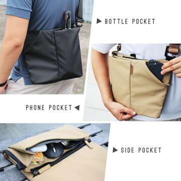 Vesty3.0 iPad tablet crossbody sling bag can transform into 16 inch laptop shoulder bag messenger bag water-repellent anti-theft computer handbag slim briefcase with iPhone pocket, for men & for women