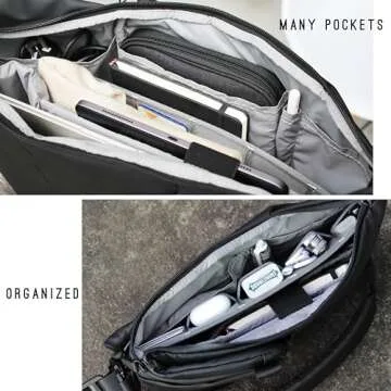 Vesty3.0 iPad tablet crossbody sling bag can transform into 16 inch laptop shoulder bag messenger bag water-repellent anti-theft computer handbag slim briefcase with iPhone pocket, for men & for women