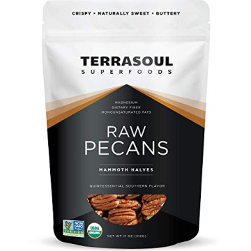Terrasoul Organic Pecans - Fresh Raw Pecan Halves 11oz