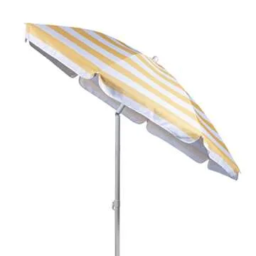 PICNIC TIME Outdoor Canopy Sunshade Beach Umbrella 5.5', Small Patio Umbrella, Beach Chair Umbrella, (Yellow Cabana Stripe)