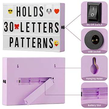 Cinema Light Box with Letters (Pink)- 252 Letters, Numbers, Symbols & Emojis | Vintage Cinematic Lig...