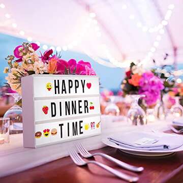 Cinema Light Box with Letters (Pink)- 252 Letters, Numbers, Symbols & Emojis | Vintage Cinematic Light Up Message And Note Sign – Personalized A4 White LED Lightbox With Extra Long USB