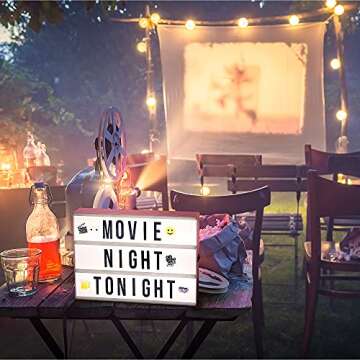 Cinema Light Box with Letters (Pink)- 252 Letters, Numbers, Symbols & Emojis | Vintage Cinematic Light Up Message And Note Sign – Personalized A4 White LED Lightbox With Extra Long USB