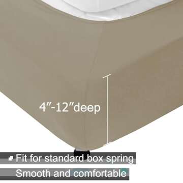 Box Spring Cover Queen Size - Jersey Knit & Stretchy Wrap Around 4 Sides Bed Skirt for Hotel & Home ...