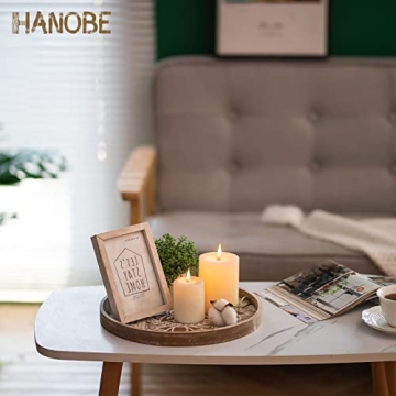 Hanobe Round Wooden Tray for Home Decor and Serving