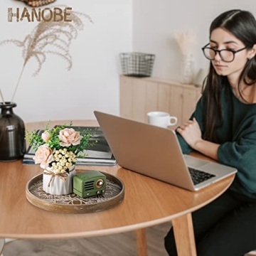 Hanobe Round Wooden Tray for Home Decor and Serving