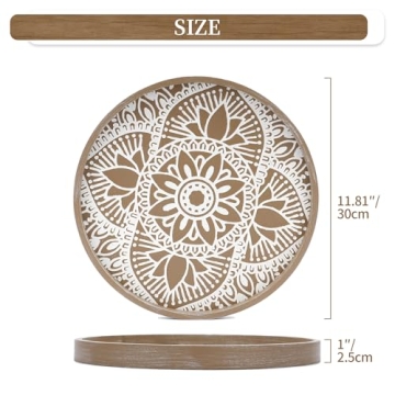 Hanobe Round Wooden Tray for Home Decor and Serving