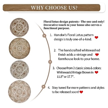 Hanobe Round Wooden Tray for Home Decor and Serving