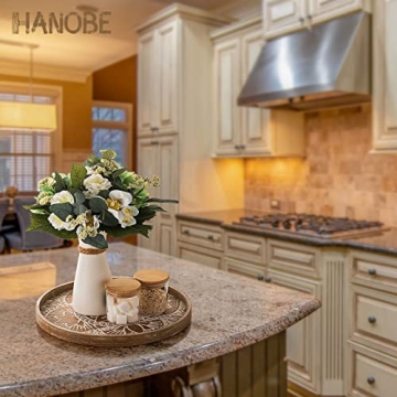 Hanobe Round Wooden Tray for Home Decor and Serving