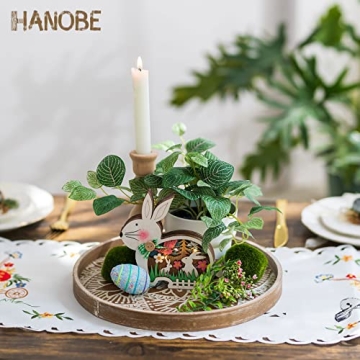 Hanobe Round Wooden Tray for Home Decor and Serving