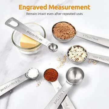 Measuring Spoons: U-Taste 18/8 Stainless Steel Measuring Spoons Set of 9 Piece: 1/16 TSP, 1/8 TSP, 1/4 TSP, 1/3 TSP, 1/2 TSP, 3/4 TSP, 1 TSP, 1/2 tbsp & 1 tbsp Dry and Liquid Ingredients