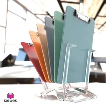 Kiggos 6 Pack BOHO Colored Clip Boards Plastic Clipboards with Low Profile Metal Clip Board 12.5x9 Inch Letter Size Bulk Class Set Acrylic Clip Boards with Hanging Hook - Holds 100 Sheets