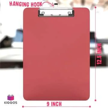 Kiggos 6 Pack BOHO Colored Clip Boards Plastic Clipboards with Low Profile Metal Clip Board 12.5x9 Inch Letter Size Bulk Class Set Acrylic Clip Boards with Hanging Hook - Holds 100 Sheets