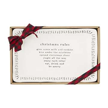 Mud Pie Boxed Christmas Rules Tray, White, 7 1/2" x 10 1/2"