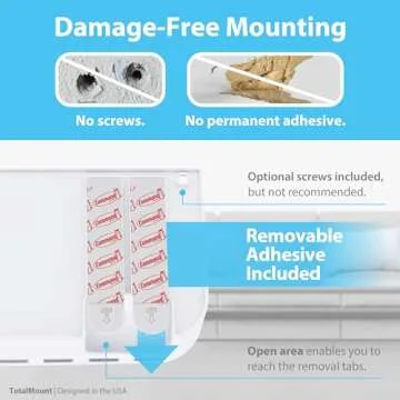 TotalMount Hole-Free Remote Holder – Eliminates The Need to Drill Holes in Your Wall (Premium White Remote Control Holder for 5 or 6 Remotes)