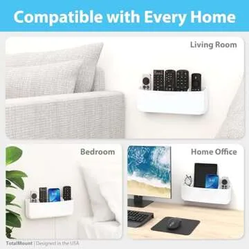 TotalMount Hole-Free Remote Holder – Eliminates The Need to Drill Holes in Your Wall (Premium White Remote Control Holder for 5 or 6 Remotes)