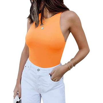 REORIA Women’s Sexy Sleeveless High Neck Racer Back Halter Bodysuit