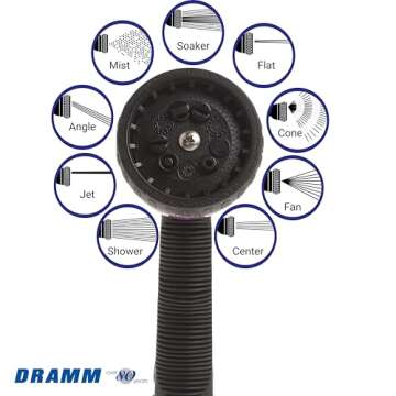 Dramm 9 Pattern Adjustable Garden Hose Spray Nozzle