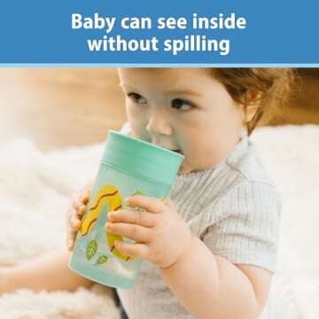 Dr. Brown's Milestones Cheers 360 Cup Spoutless Transition Cup, Travel Friendly & Leak-Free Sippy Cup, Blue Alligator – Turquoise Snake, 10 oz/300 mL, 2 Pack