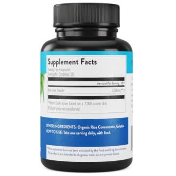 Equip Foods Grass-Fed Beef Liver | Natural Desiccated Beef Liver Supplement | Support Heart Health, Brain Function, Digestion, Metabolism, Immunity, Detoxification | 180 Capsules, 30 Servings