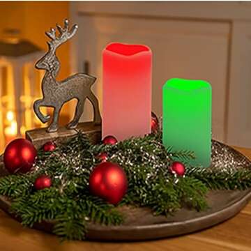 Enido 9 Pcs Color Changing Flameless Candles, Battery Operated LED Candles with Remote and Timer for Fall Decor, Holiday Decor (D: 3'' x H: 4''5''6'')