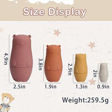 OESSUF Russian Nesting Dolls for Kids Silicone Easter Toys Matryoshka Doll Montessori Educational Toy Bears Stacking Nesting Doll Toys for Toddlers 3 Years Up (Red Doll)