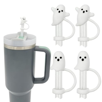 LUOLAO Cute Ghost Straw Covers for Stanley Cup - 4PCS Silicone Topper
