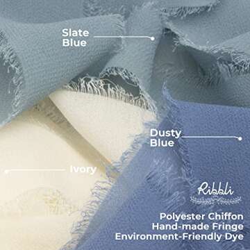 Ribbli Chiffon Ribbon 1-1/2 inch x 20 Yard Handmade Fringe Chiffon Ivory Silk Ribbon,Cream Ribbon fo...