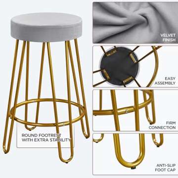 Stylish Yaheetech Velvet Bar Stools for Modern Homes